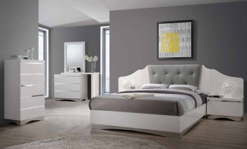 Alessandro Bedroom Set 5Pc 205001 in Glossy White by Coaster [CRBS-205001 Alessandro]