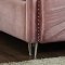 Rosie Upholstered Bed in Pink Velvet Fabric by Meridian