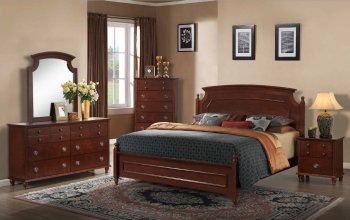 Leila Bedroom 5Pc Set in Brown Cherry by Global w/Options [GFBS-Leila]