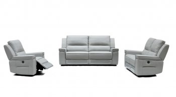 Hearst Power Motion Sofa 3Pc Set - Light Grey Leatherette by VIG [VGS-Hearst R027 Set Light Grey]