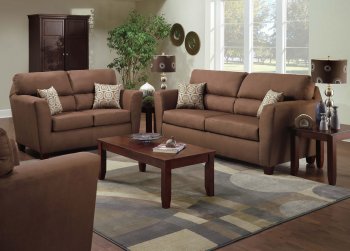 Chocolate Microfiber Casual Modern Sofa & Loveseat Set w/Options [AFS-1500-Chocolate]