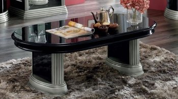 Two-Toned Black & Silver Classic Coffee Table [EFCT-Barocco Black & Silver]