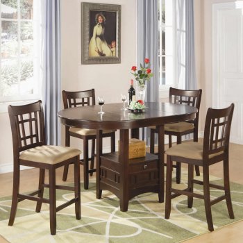 Brown Cherry Modern 5Pc Counter Height Dining Set w/Storage Base [CRDS-100888N]