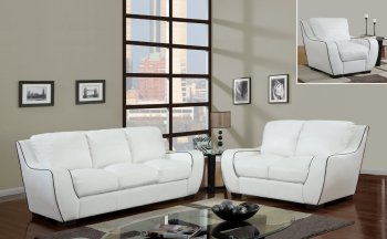 U8080 Sofa in White Bonded Leather by Global Furniture USA [GFS-U8080-WH]