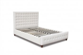 White Bonded Leather Zen Modern Bed w/Oversized Heardboard [DSBS-Zen White]