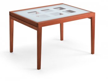 Contemporary Cherry Dinette w/Fold-out Frosted Glass Top Table [EFDS-Poker-120 Cherry]