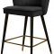 Cassie Counter Stool 793 Set of 2 Black Velvet Fabric - Meridian