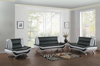 Veloce Sofa & Loveseat Set 8219 in Black & Ivory by Homelegance [HES-8219 Veloce]