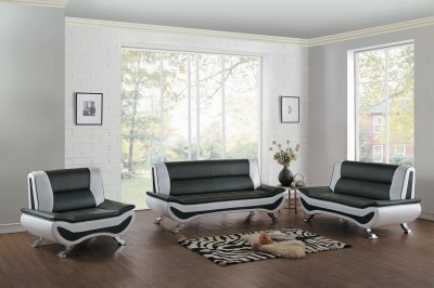 Veloce Sofa & Loveseat Set 8219 in Black & Ivory by Homelegance