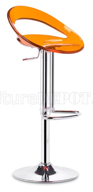 Transparent or Orange Plastic Modern Barstool