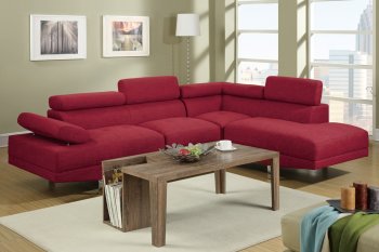 F7550 Sectional Sofa by Boss in Carmine Linen Fabric [PXSS-F7550]