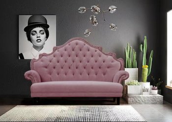 Antonia Settee in Dusty Rose Velvet Fabric [KCS-Antonia Dusty Rose]