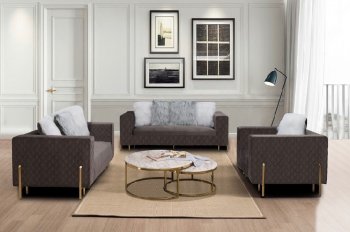 Madison Sofa & Loveseat Set in Gray Velvet w/Options [ADS-Madison]