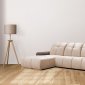 Bullet Plus Sectional in Ivory & Brown Fabric by ESF w/Bed