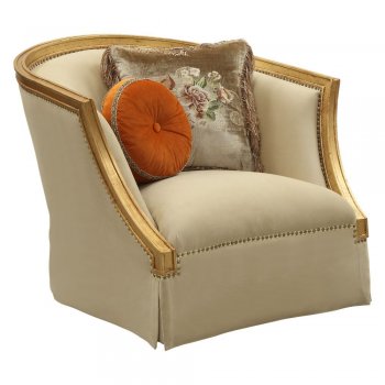 Daesha Chair 50837 Beige Fabric & Antique Gold by Acme w/Options [AMAC-50837 Daesha]