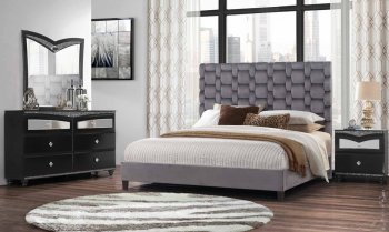 8820 Bedroom 5Pc Set by Global w/Beverly Black Casegoods [GFBS-8820-Beverly]