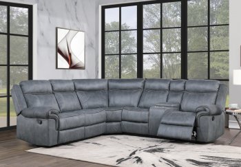 Dollum Motion Sectional Sofa LV00398 in Gray Velvet by Acme [AMSS-LV00398 Dollum]