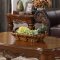 Rich Caramel Finish Traditional Coffee Table w/Hand Carvings