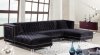 Moda Sectional Sofa 631 in Black Velvet Fabric by Meridian