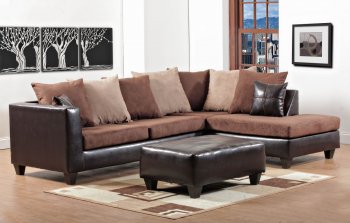 Mocha Fabric & Dark Brown Vinyl Contemporary Sectional Sofa [PNSS-U465]