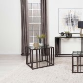 Adri Coffee Table 3Pc Set 708358 in Black Nickel by Coaster