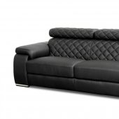 Black Bonded Leather Modern Coco Sofa w/Optional Loveseat