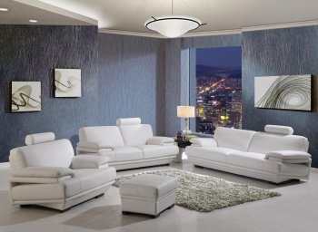 White Leather Modern Sofa & Loveseat Set w/Options [CVS-Sheraton-Leather-White]