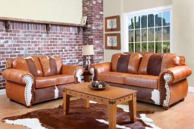 Tri-Tone Top Grain Leather Classic Sofa & Loveseat Set w/Options