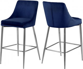 Karina Counter Stool 790 Set of 2 Navy Velvet Fabric - Meridian [MRDC-790 Karina Navy]