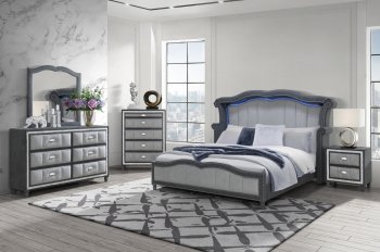 Vanna Bedroom Set 5Pc in Dark Gray by Global w/Options [GFBS-Vanna Dark Gray]