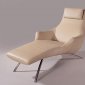 Beige Leather Upholstery Chaise Lounge With Armrests