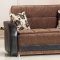 Utica Sofa Bed in Dark Brown Fabric & Black Vinyl w/Options