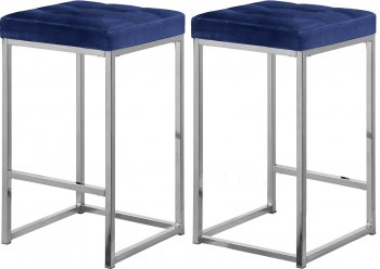 Nicola Counter Stool 904 Set of 2 Navy Velvet Fabric -Meridian [MRBA-904 Nicola Navy]