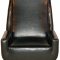 Black Full Bi-Cast Leather Modern Lounge Chair w/Tall Back