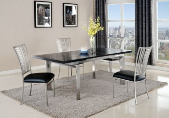 Bella Dining Table 5Pc Set Black Oak Top by Chintaly [CYDS-Bella-DT Ashtyn-SC]