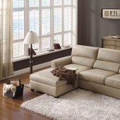 Beige Leather Elegant Modern Sectional Sofa