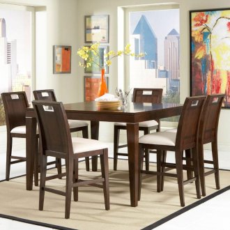 Deep Brown Finish Modern Counter Height Dining Table w/Options