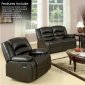 Black Bonded Leather Modern Reclining Sofa & Loveseat Set