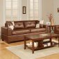 Brown Bonded Leather Modern Sofa & Loveseat Set