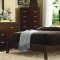 Deep Brown Finish Modern Bed w/Optional Casegoods