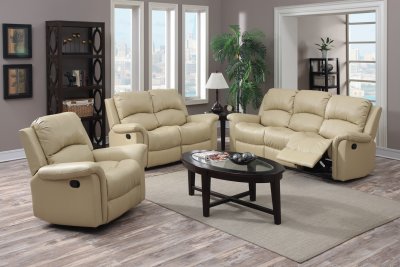 G795 Motion Sofa & Loveseat in Beige Bonded Leather by Glory