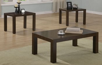 Dark Wood Finish Elegant Modern 3PC Coffee Table Set [PXCT-F3161]