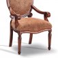 Floral Pattern Upholstery Oak Finish Accent Chair w/Fluted Legs