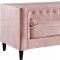 Taylor Sofa 642 in Pink Velvet Fabric by Meridian w/Options