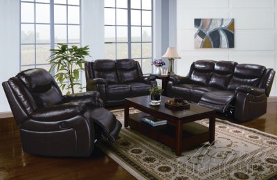 Brown Leather Modern Moreno Motion Sofa & Loveseat Set w/Options