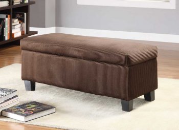 Clair Storage Bench 471NF in Chocolate Fabric by Homelegance [HEBN-471NF Clair]