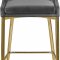 Karina Counter Stool 789 Set of 2 Grey Velvet Fabric - Meridian