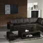 3330 Espresso Leather Modern Sectional Sofa w/Coffee Table