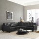 Empress EEI-1549 3pc Sectional in Black Bonded Leather by Modway