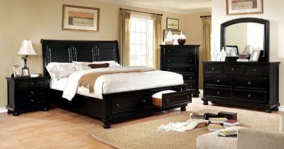 Castor Bedroom CM7590BK in Black w/Storage Footboard w/Options